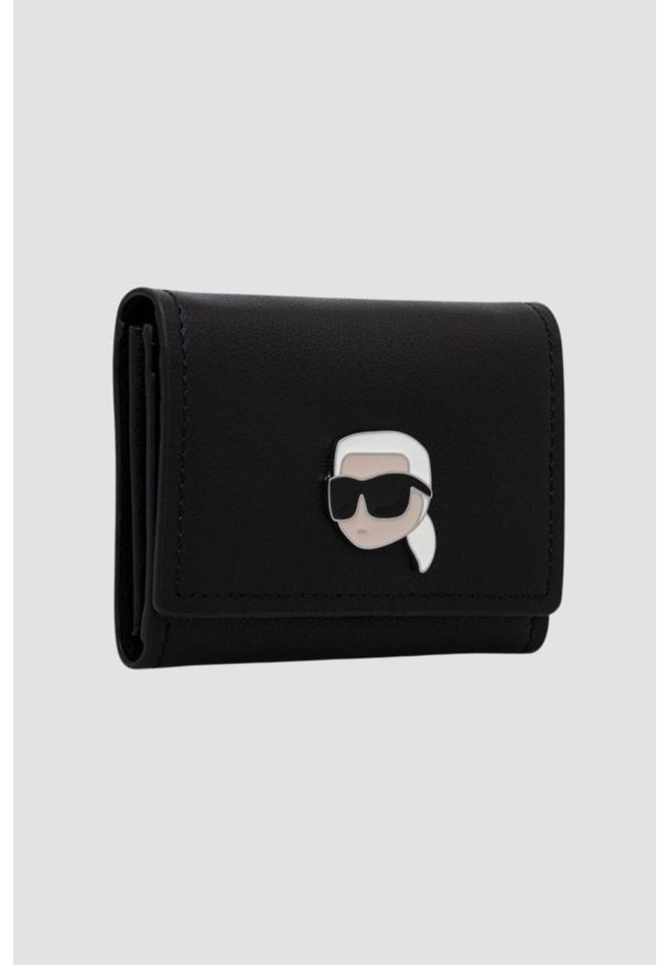 Karl Lagerfeld - KARL LAGERFELD Czarny skórzany portfel K/ikonik 2.0. Kolor: czarny. Materiał: skóra