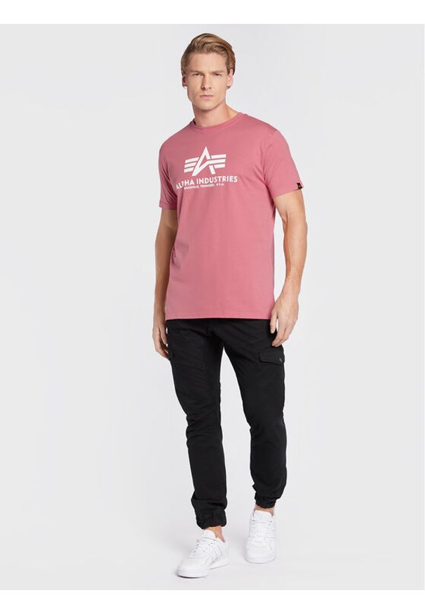 Alpha Industries T-Shirt Basic 100501 Różowy Regular Fit. Kolor: różowy. Materiał: bawełna