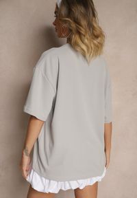 Renee - Jasnoszara Koszulka T-shirt Basic Palenitia. Okazja: na co dzień. Kolor: szary. Styl: klasyczny, casual #3