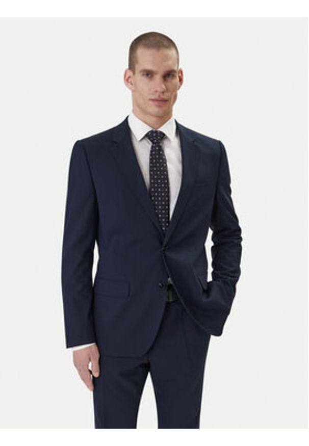 Hugo - HUGO Garnitur Henry/Getlin232X 50557616 Granatowy Slim Fit. Kolor: niebieski. Materiał: syntetyk