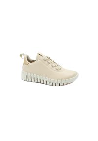 ecco - Buty do biegania damskie Ecco Sneaker Gruuv Lea. Zapięcie: sznurówki. Kolor: biały. Materiał: skóra, guma. Szerokość cholewki: normalna