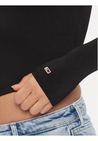 Tommy Jeans Bluzka Logo Tape DW0DW16502 Czarny Slim Fit. Kolor: czarny. Materiał: syntetyk