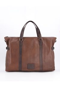 Venezia - DUŻA TORBA MĘSKA W KOLORZE BRĄZOWYM 4072579 BROWN. Kolor: brązowy. Materiał: materiał, skóra