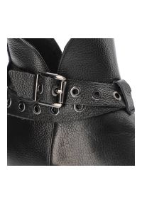 Czarne Botki Armodo Damskie Buty Ze Skóry Naturalnej. Zapięcie: pasek. Kolor: czarny. Materiał: skóra. Wzór: grochy. Obcas: na platformie #4