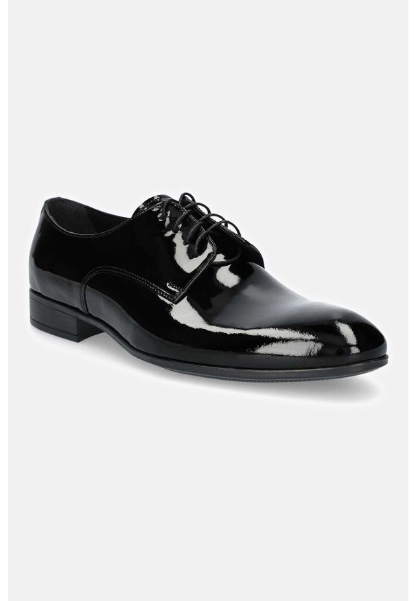 Lancerto - Buty Czarne Everest. Okazja: na ślub cywilny, na wesele. Nosek buta: otwarty. Kolor: czarny. Materiał: lakier, skóra. Szerokość cholewki: normalna. Sezon: zima. Styl: klasyczny, wizytowy, elegancki
