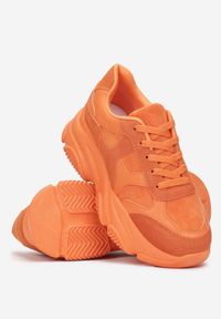 Born2be - Pomarańczowe Sznurowane Sneakersy na Grubej Podeszwie ze Żłobieniami Dangray. Kolor: pomarańczowy #2