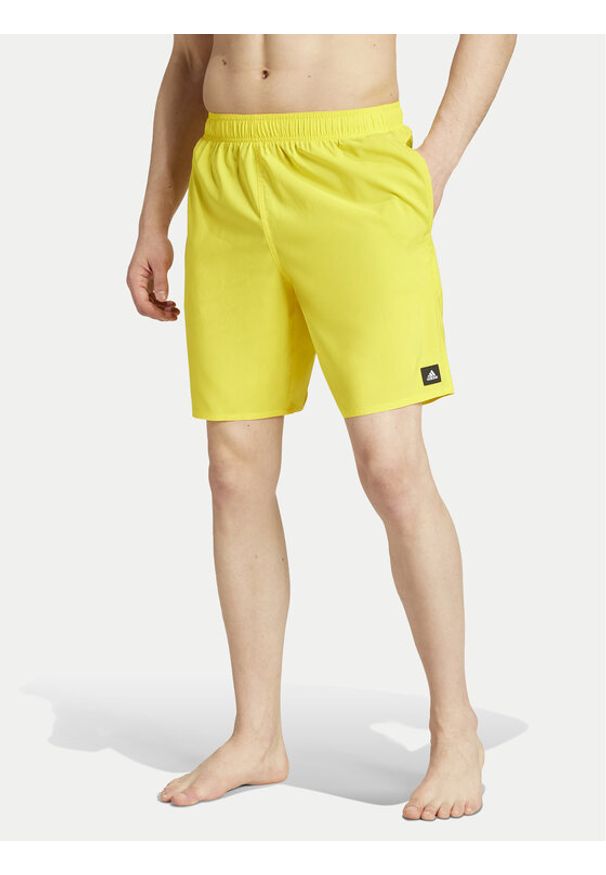 Adidas - adidas Szorty kąpielowe Solid CLX IR6218 Żółty Regular Fit. Kolor: żółty. Materiał: syntetyk