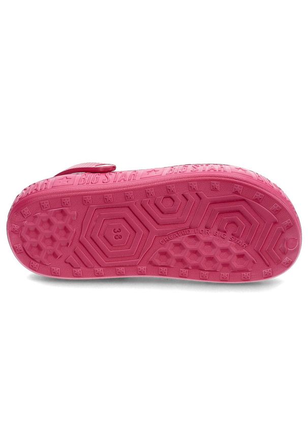 Big-Star - Klapki damskie Big Star, cholewka z tworzywa wsuwana konstrukcja profilowana wkładka gruba podeszwa, fuksja, II275007. Okazja: na plażę. Kolor: różowy. Wzór: aplikacja. Sezon: lato. Styl: sportowy, elegancki