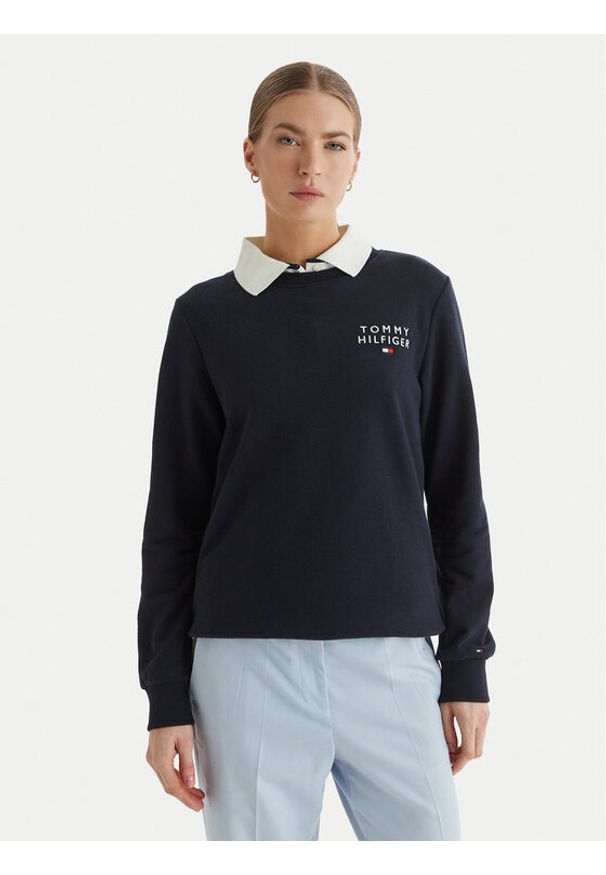TOMMY HILFIGER - Tommy Hilfiger Bluza UW0UW04521 Granatowy Regular Fit. Kolor: niebieski. Materiał: bawełna