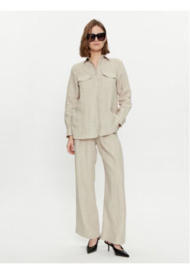Marella Koszula Alcide 2413111142 Écru Regular Fit. Materiał: len