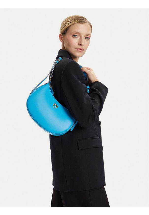 Pinko - PINKO Torebka Half Moon Mini Fl Al 25-26 PLTT 102790 A0F1 Niebieski. Kolor: niebieski. Materiał: skórzane