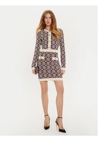 Elisabetta Franchi Sukienka dzianinowa AM-31B-47E2-V440 Bordowy Slim Fit. Kolor: czerwony. Materiał: wiskoza