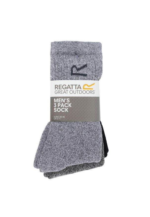 Regatta - Skarpety do chodzenia męskie Sock in a Box 3-pak. Kolor: wielokolorowy, niebieski, szary. Materiał: bawełna, poliamid, poliester. Sport: turystyka piesza