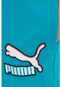 Puma spodnie dresowe bawełniane męskie kolor turkusowy z aplikacją. Kolor: turkusowy. Materiał: bawełna, dresówka. Wzór: aplikacja #3