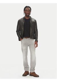 Serge Pariente Kurtka skórzana Retro Beżowy Slim Fit. Kolor: beżowy. Materiał: skóra. Styl: retro #6