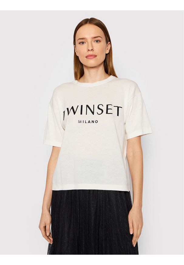 TwinSet - TWINSET T-Shirt 221TP3480 Biały Regular Fit. Kolor: biały. Materiał: bawełna