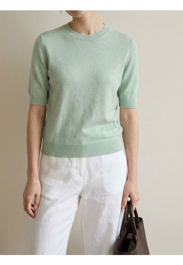 Sinsay - Sweter z krótkim rękawem - zielony. Kolor: zielony. Długość rękawa: krótki rękaw. Długość: krótkie