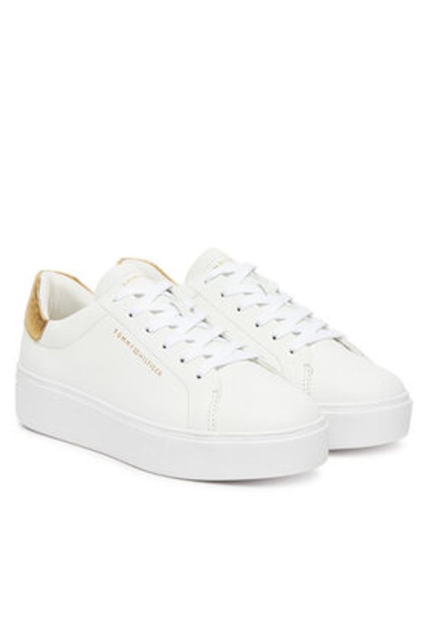 TOMMY HILFIGER - Tommy Hilfiger Sneakersy Essential Platform Court Sneaker FW0FW08756 Biały. Kolor: biały. Materiał: skóra. Obcas: na platformie