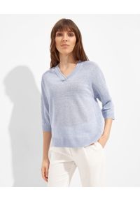 CAPPELLINI - Błękitny sweter z lnu. Kolor: niebieski. Materiał: len