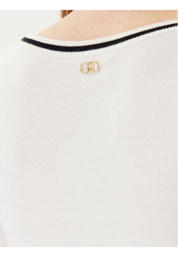 Liu Jo Sport Sweter TF5209 MS49I Écru Regular Fit. Kolor: kremowy. Materiał: wiskoza. Styl: sportowy