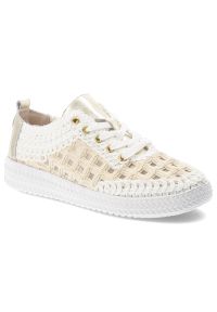 Półbuty damskie S.Barski, z materiału pleciona cholewka sznurowanie lekka podeszwa styl casual, białe, GR61-5951. Okazja: na co dzień. Zapięcie: sznurówki. Kolor: biały. Materiał: materiał. Szerokość cholewki: normalna. Styl: casual #1