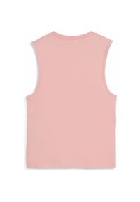 Puma - Damska wąska koszulka bez rękawów z logo No. 1 ESS PUMA Pink Fruit. Kolor: różowy. Materiał: guma. Długość rękawa: bez rękawów. Wzór: nadruk