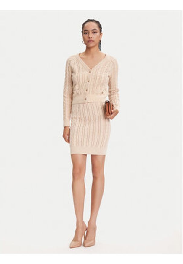 Guess Spódnica mini W5YD68 Z3OU0 Beżowy Regular Fit. Kolor: beżowy. Materiał: bawełna