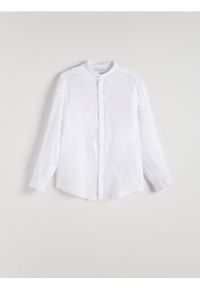 Reserved - Lniana koszula regular fit - biały. Kolor: biały. Materiał: len