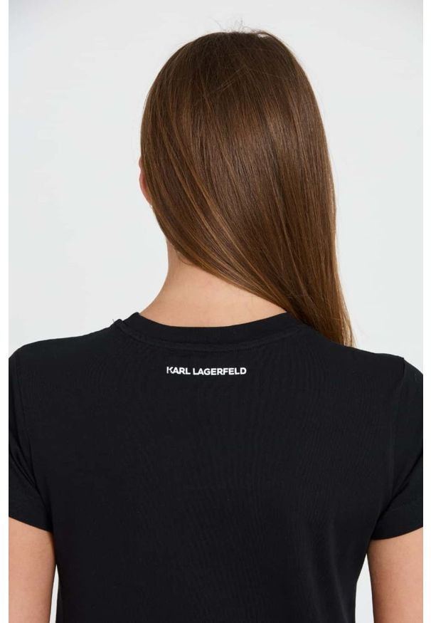 Karl Lagerfeld - KARL LAGERFELD Czarny damski t-shirt Ikonik 2.0, Rozmiar XS. Kolor: czarny