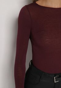 Born2be - Bordowa Wiskozowa Bluzka z Długim Rękawem z Dodatkiem Kaszmiru Uninda. Okazja: na co dzień. Kolor: czerwony. Materiał: wiskoza, kaszmir. Długość rękawa: długi rękaw. Długość: długie. Styl: casual, elegancki #4
