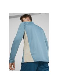 Puma - Męska bluza treningowa Olympique Marsylia z zamkiem 1/4 PUMA. Kolor: wielokolorowy, beżowy, niebieski. Sport: fitness