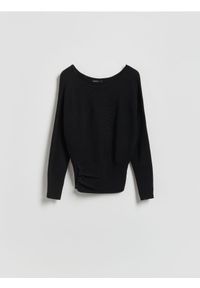 Reserved - Sweter z wiskozą - czarny. Kolor: czarny. Materiał: wiskoza #1