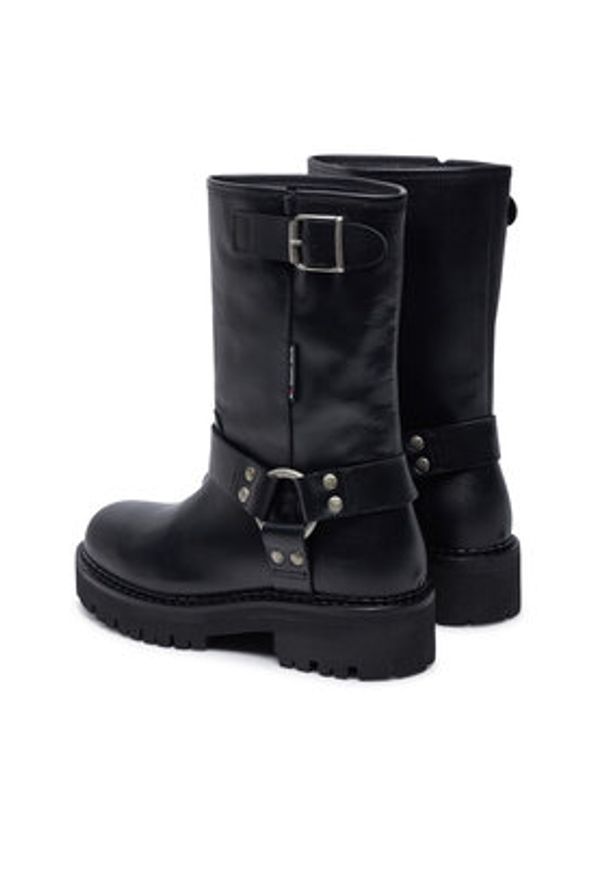 Tommy Jeans Botki Tjw Urban Biker Boot Leather EN0EN02728 Czarny. Kolor: czarny. Materiał: skóra