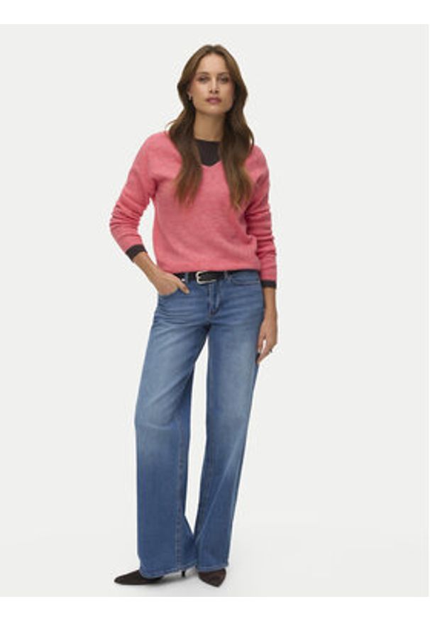 Vero Moda Sweter Crewlefile 10233357 Koralowy Loose Fit. Kolor: pomarańczowy. Materiał: syntetyk