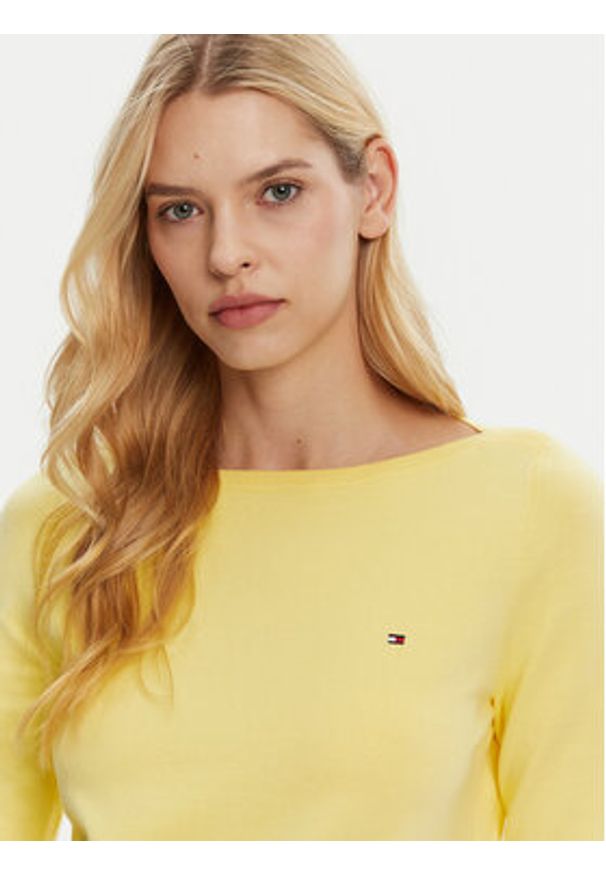 TOMMY HILFIGER - Tommy Hilfiger Sweter WW0WW40099 Żółty Regular Fit. Kolor: żółty. Materiał: syntetyk