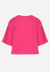 Born2be - Fuksjowy Bawełniany T-shirt o Szerokim Kroju z Krótkim Rękawem Branjas. Okazja: na co dzień. Kolor: różowy. Materiał: bawełna. Długość rękawa: krótki rękaw. Długość: krótkie. Styl: casual #7