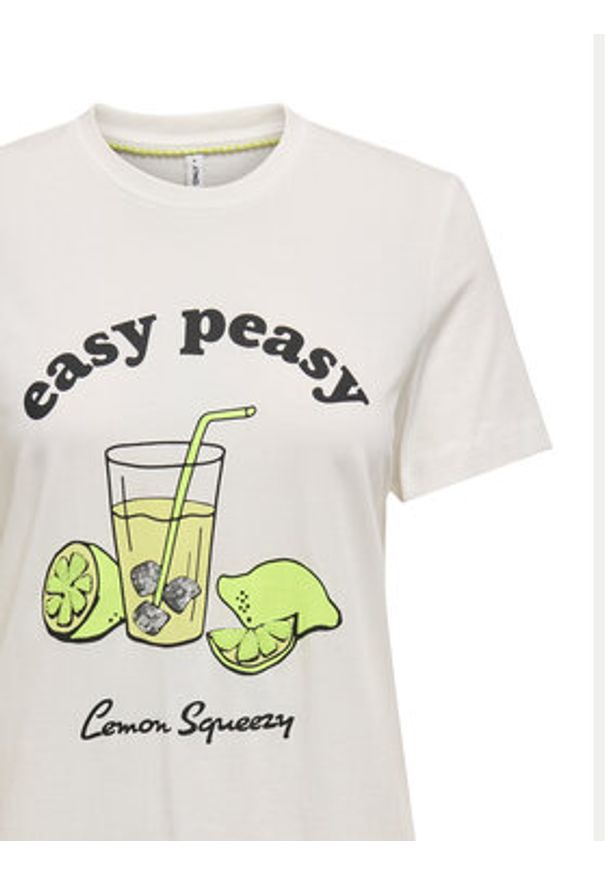 only - ONLY T-Shirt Kita 15349150 Biały Regular Fit. Kolor: biały. Materiał: bawełna