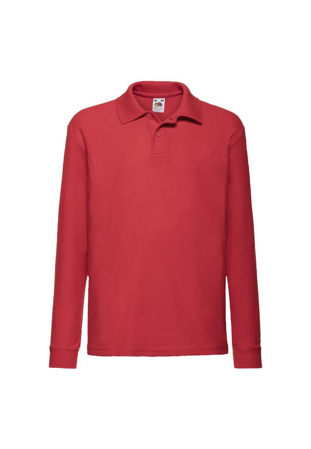 FRUIT OF THE LOOM - Koszulka Polo Z Długim Rękawem Dla Dzieci. Typ kołnierza: polo. Kolor: czerwony. Długość rękawa: długi rękaw. Długość: długie