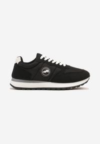 Born2be - Czarne Buty Sportowe Sneakersy z Ozdobną Aplikacją Salintia. Okazja: na co dzień. Kolor: czarny. Materiał: jeans. Szerokość cholewki: normalna. Wzór: aplikacja. Obcas: na płaskiej podeszwie