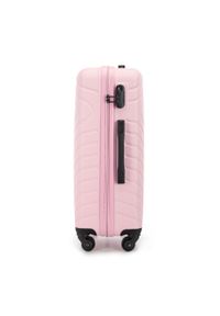 Wittchen - Średnia walizka z ABS-u z geometrycznym tłoczeniem jasny różowa. Kolor: różowy. Materiał: poliester. Wzór: geometria