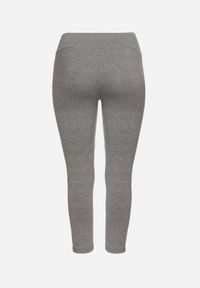 Born2be - Szare Legginsy z Wysokim Stanem z Włókna Bambusowego Wykończone Gumką w Pasie Vlanira. Okazja: na co dzień. Stan: podwyższony. Kolor: szary. Materiał: włókno. Styl: casual, elegancki #6