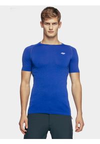 4f - Koszulka treningowa slim szybkochnąca męska. Kolor: niebieski. Materiał: włókno. Długość rękawa: raglanowy rękaw. Sport: fitness #1