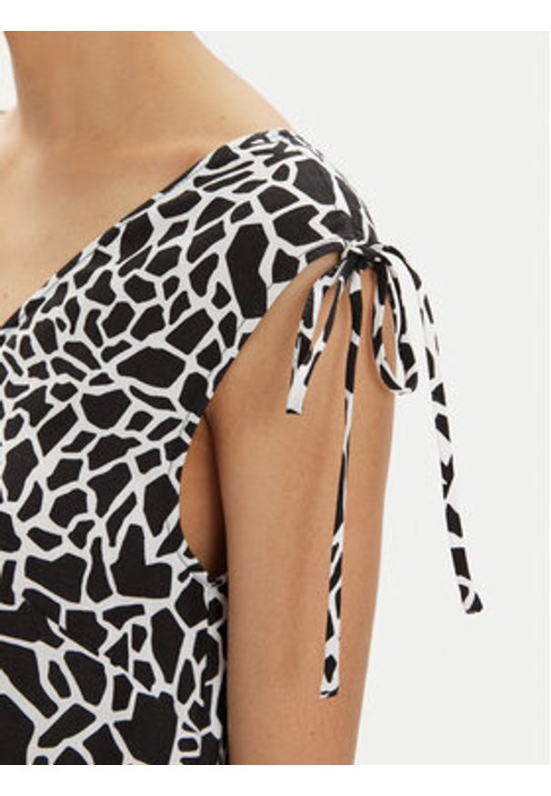 Karl Lagerfeld - KARL LAGERFELD Sukienka letnia 241W1308 Czarny Regular Fit. Typ kołnierza: dekolt w karo. Kolor: czarny. Materiał: wiskoza. Sezon: lato