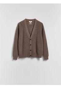Reserved - Kardigan z wełną - brązowy. Kolor: brązowy. Materiał: wełna #1