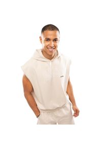 SIROKO - Męska bluza z kapturem bez rękawów Lifestyle Siroko IBZ Swish Ivory. Typ kołnierza: kaptur. Kolor: biały. Materiał: dresówka, materiał. Długość rękawa: bez rękawów #1