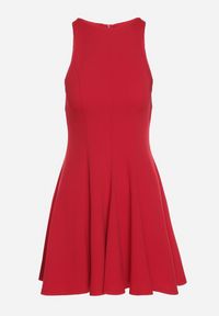 Born2be - Czerwona Rozkloszowana Sukienka z Wiskozą Milenissa. Okazja: na co dzień, na imprezę. Kolor: czerwony. Materiał: wiskoza. Sezon: lato. Styl: casual, elegancki #5