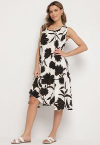 Born2be - Czarna Sukienka z Wiskozy z Wzorem w Kwiaty Bez Rękawów Orrulene. Okazja: na co dzień. Kolor: czarny. Materiał: wiskoza. Długość rękawa: bez rękawów. Wzór: kwiaty. Sezon: wiosna, lato. Styl: casual, klasyczny #1