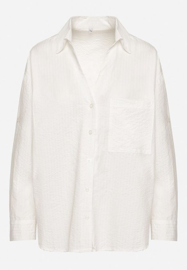 Born2be - Biała Koszula Bawełniana w Delikatne Prążki Lissse. Okazja: na spotkanie biznesowe, na co dzień. Typ kołnierza: kołnierzyk klasyczny. Kolor: biały. Materiał: bawełna. Długość rękawa: długi rękaw. Długość: długie. Wzór: prążki. Styl: biznesowy, klasyczny, casual