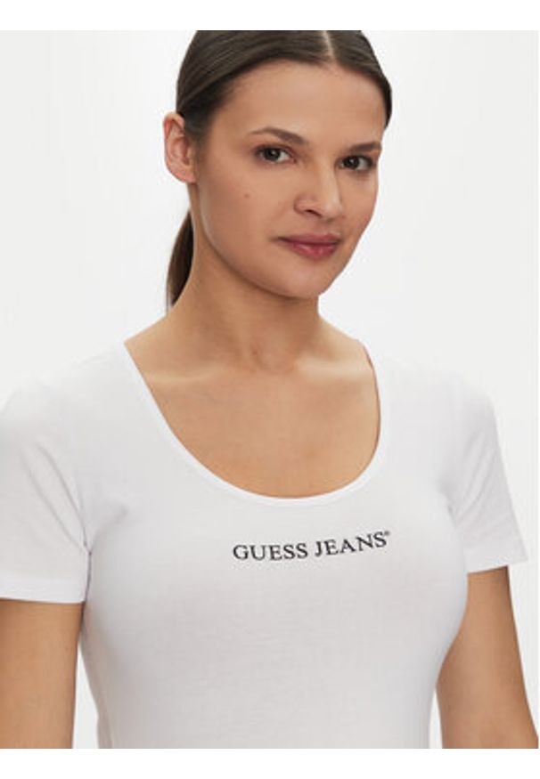Guess Jeans Body W5GP25 J1314 Biały Slim Fit. Kolor: biały. Materiał: bawełna