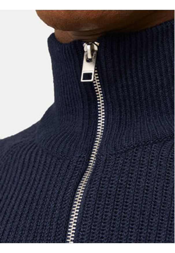 Jack & Jones Sweter Pannel 12258473 Granatowy Regular Fit. Kolor: niebieski. Materiał: bawełna